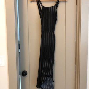 Lush criss cross low black fitted dress